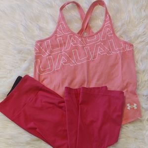 Under Armour pink color top and bottom sz m
